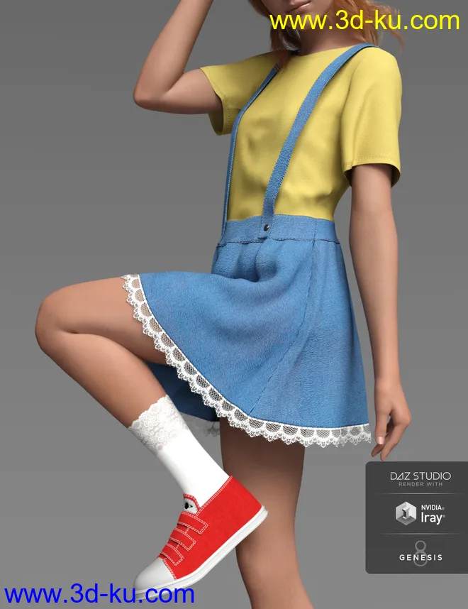 dForce Kawaii Overalls for Genesis 8 Female(s)模型的图片9