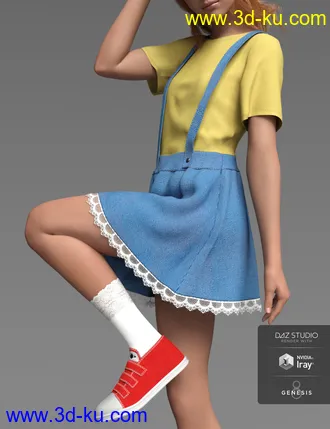 3D打印模型dForce Kawaii Overalls for Genesis 8 Female(s)的图片