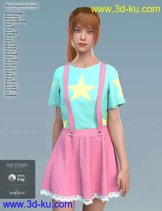 3D打印模型dForce Kawaii Overalls for Genesis 8 Female(s)的图片