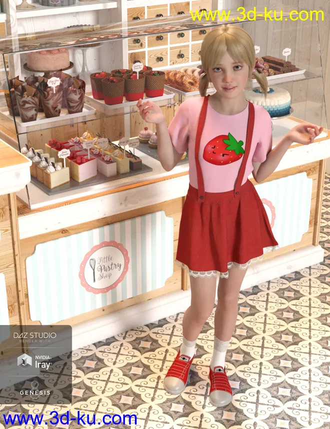 dForce Kawaii Overalls for Genesis 8 Female(s)模型的图片11