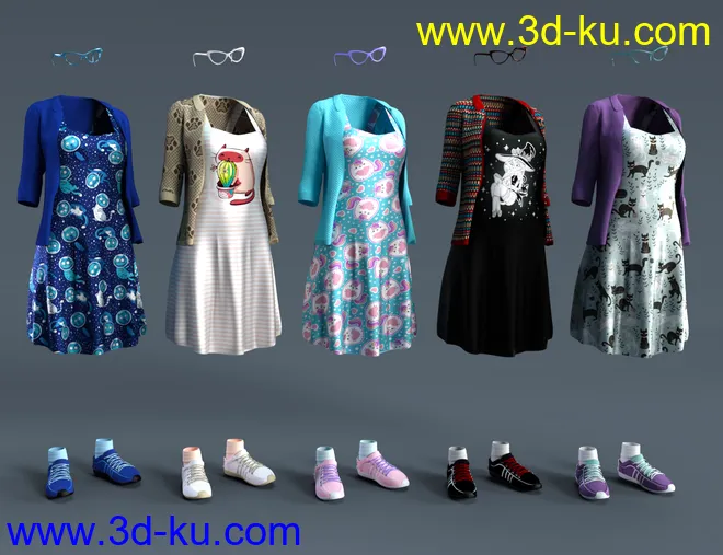 dForce Kitten Dress Textures模型的图片7