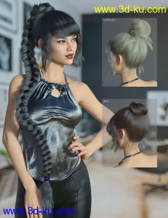 3D打印模型dForce Lea Hair 2 for Genesis 3 and 8 Female(s)的图片