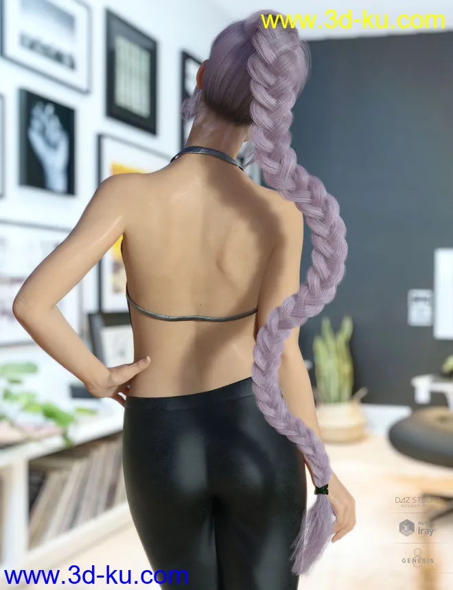 dForce Lea Hair 2 for Genesis 3 and 8 Female(s)模型的图片8