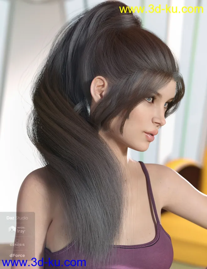dForce Lea Hair for Genesis 3 and 8 Females(s)模型的图片1