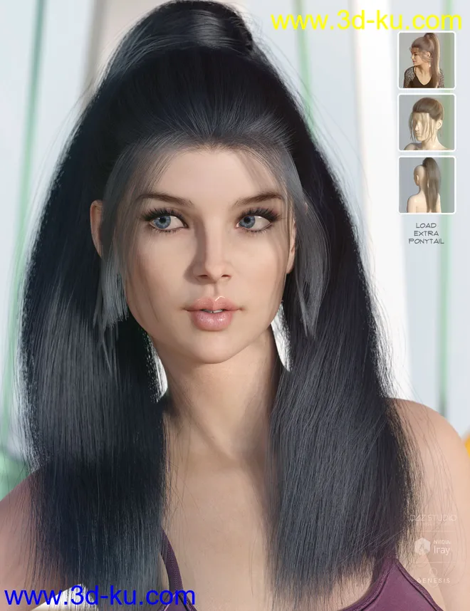 dForce Lea Hair for Genesis 3 and 8 Females(s)模型的图片4