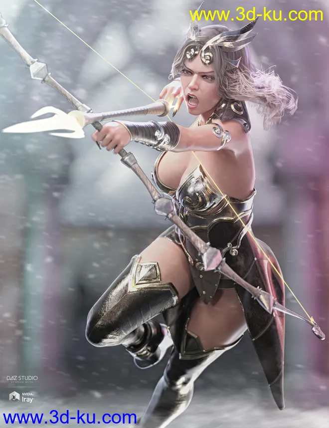 dForce Lightning Archer Outfit and Weapons模型的图片1