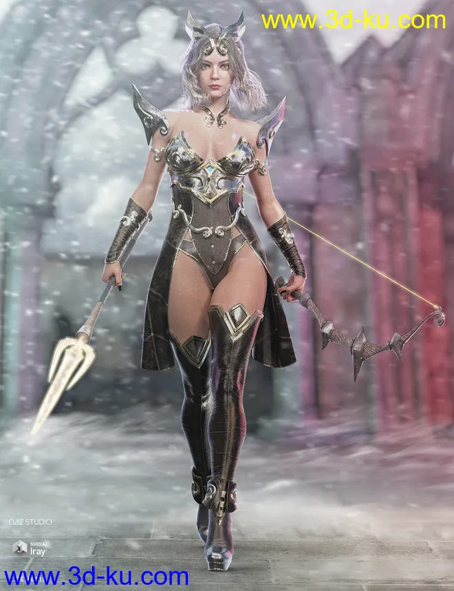 dForce Lightning Archer Outfit and Weapons模型的图片3