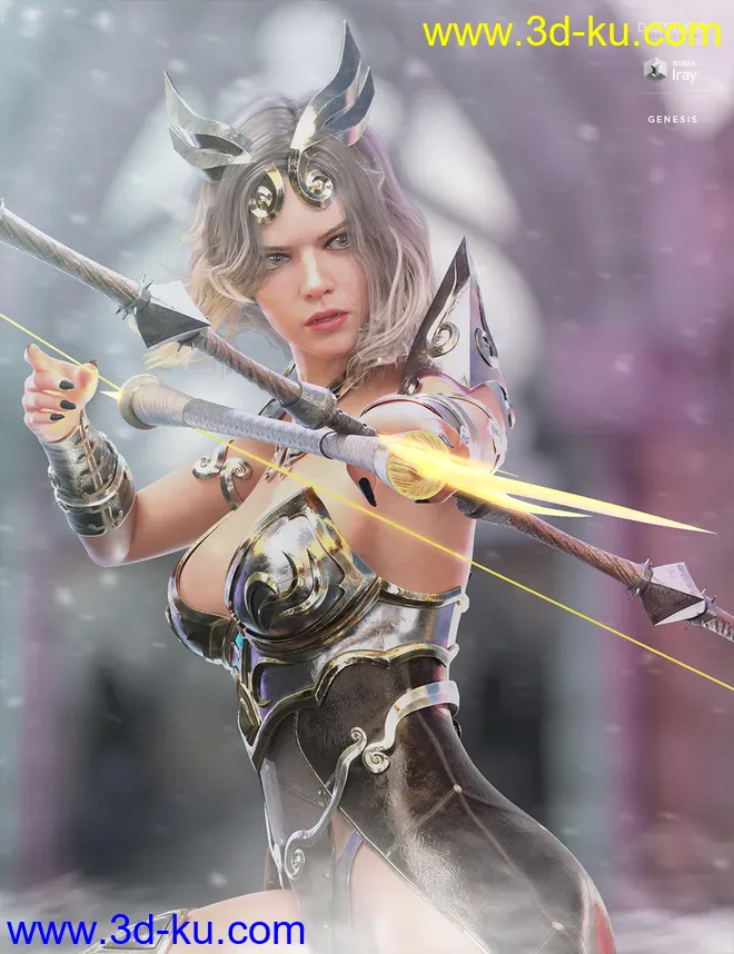 dForce Lightning Archer Outfit and Weapons模型的图片4