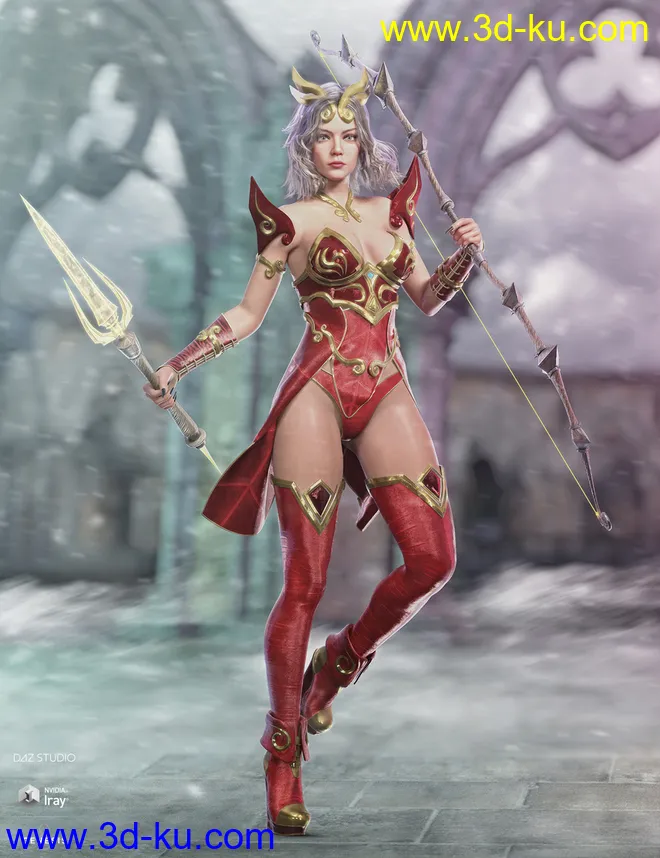 dForce Lightning Archer Outfit and Weapons模型的图片6