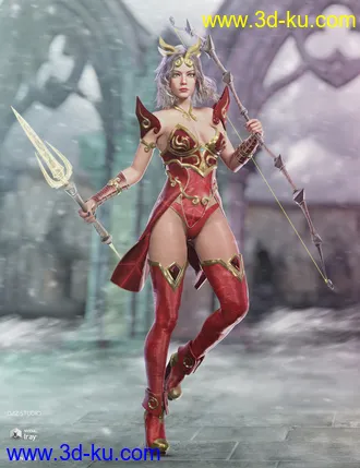 3D打印模型dForce Lightning Archer Outfit and Weapons的图片