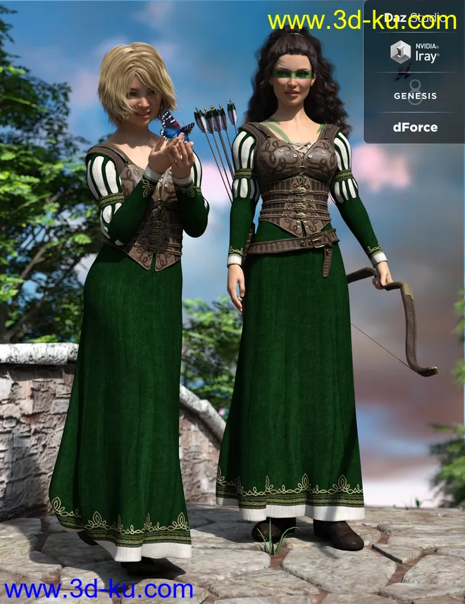 dForce Meadow Whispers Outfit for Genesis 8 Female(s)模型的图片5