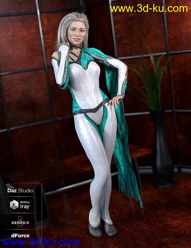 dForce Mosaic Outfit Addon for Genesis 8 Female(s)模型的图片1
