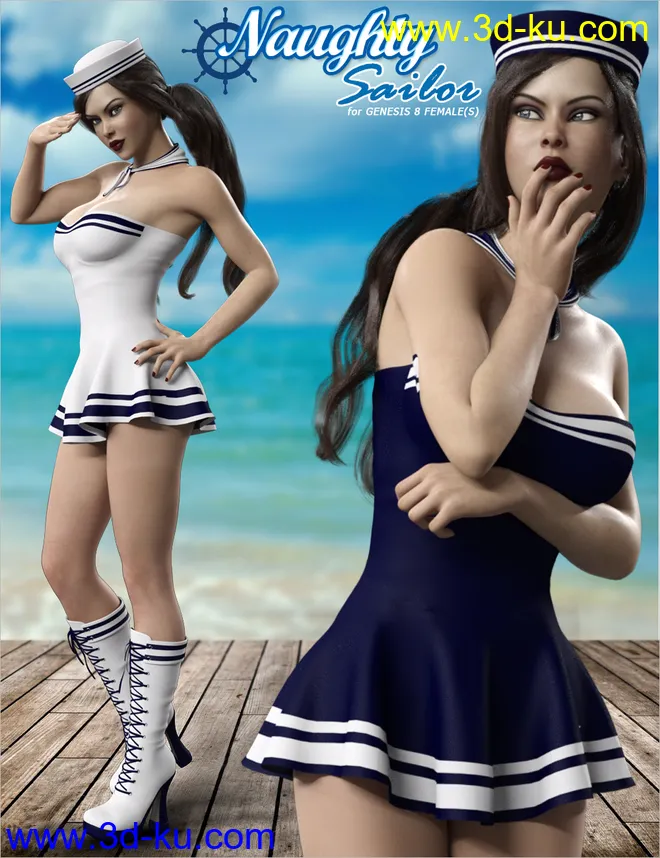 dForce Naughty Sailor Outfit Set for Genesis 8 Female(s)模型的图片2
