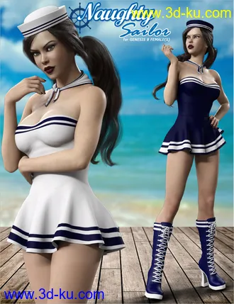 3D打印模型dForce Naughty Sailor Outfit Set for Genesis 8 Female(s)的图片