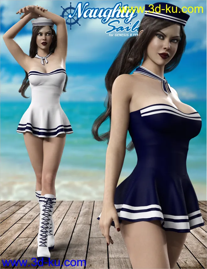 dForce Naughty Sailor Outfit Set for Genesis 8 Female(s)模型的图片4
