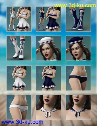 3D打印模型dForce Naughty Sailor Outfit Set for Genesis 8 Female(s)的图片