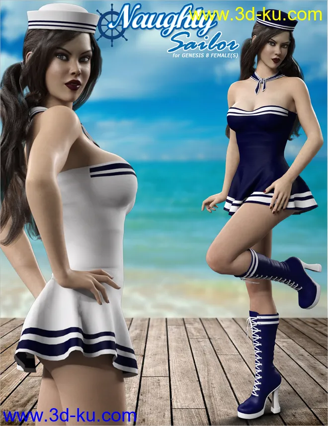 dForce Naughty Sailor Outfit Set for Genesis 8 Female(s)模型的图片6