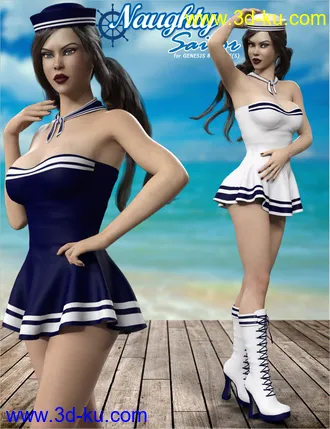 3D打印模型dForce Naughty Sailor Outfit Set for Genesis 8 Female(s)的图片