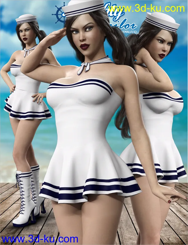 dForce Naughty Sailor Outfit Set for Genesis 8 Female(s)模型的图片11