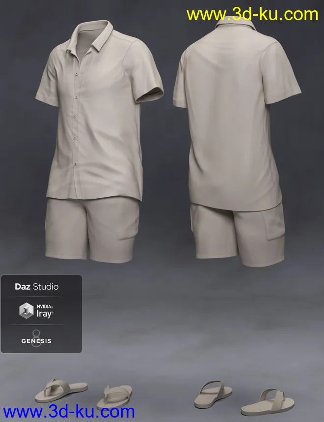dForce Poolside Oahu Outfit for Genesis 8 Male(s)模型的图片1