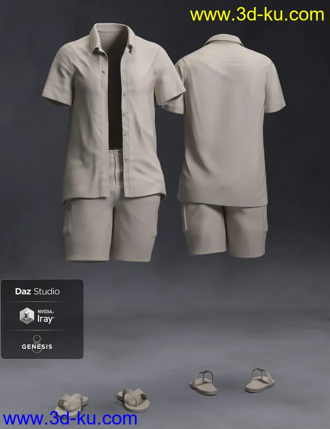 dForce Poolside Oahu Outfit for Genesis 8 Male(s)模型的图片2