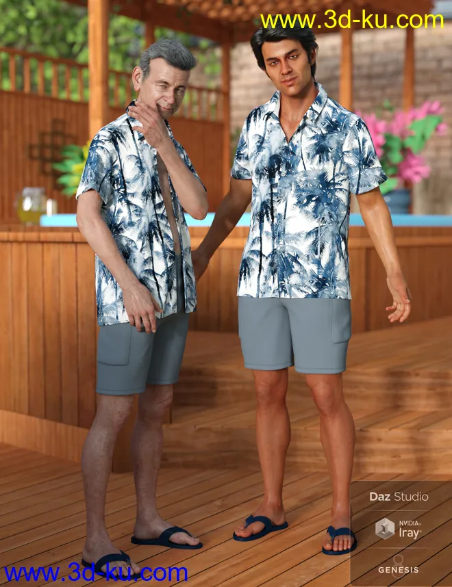 dForce Poolside Oahu Outfit for Genesis 8 Male(s)模型的图片3