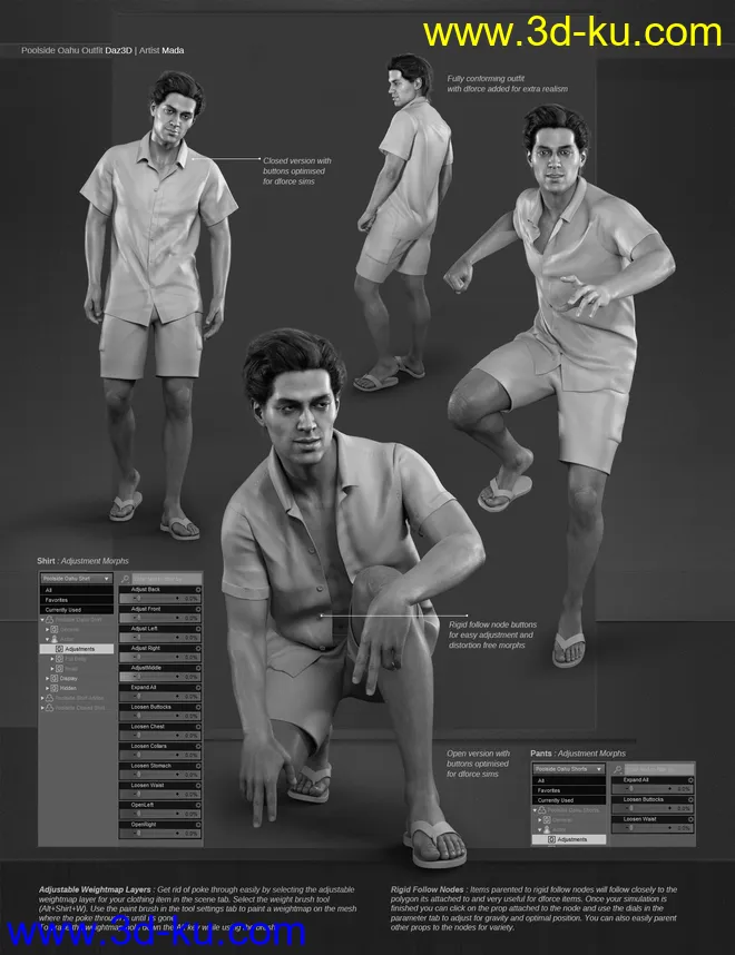 dForce Poolside Oahu Outfit for Genesis 8 Male(s)模型的图片6