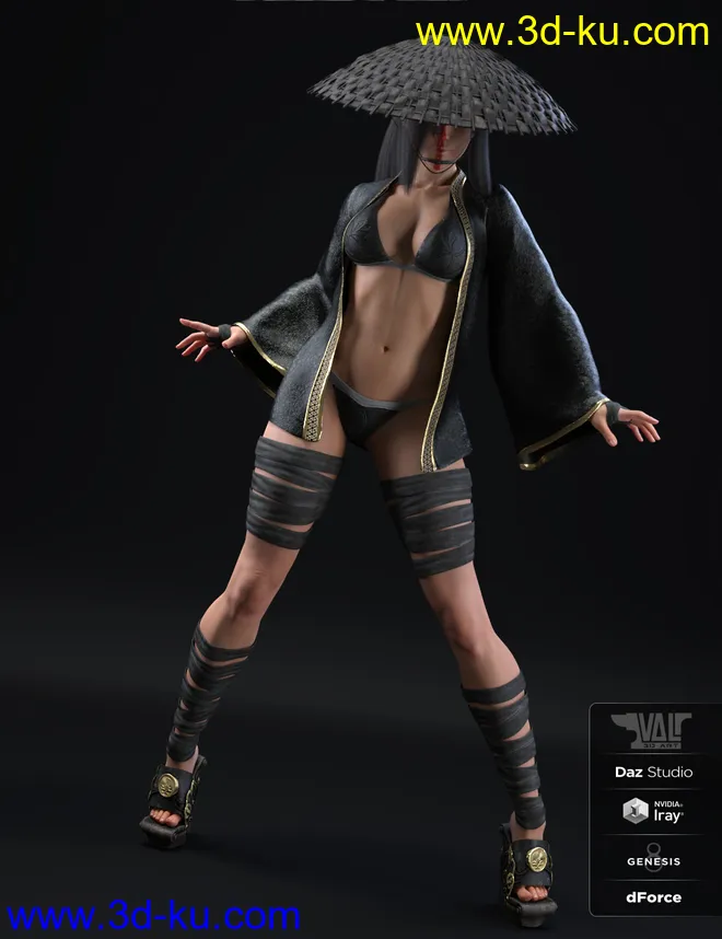 dForce Ren Outfit for Genesis 8 Female(s)模型的图片5