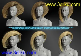 dForce Side Bob Hair for Genesis 8 Female(s)模型的图片7