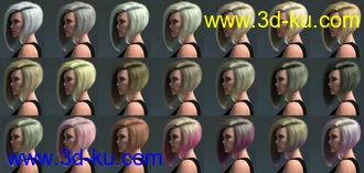 dForce Side Bob Hair for Genesis 8 Female(s)模型的图片20