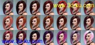 3D打印模型dForce Side Bob Hair for Genesis 8 Female(s)的图片