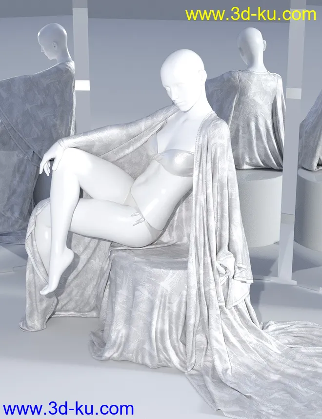 dForce SsR Art Drape Robe for Genesis 3 and 8模型的图片2