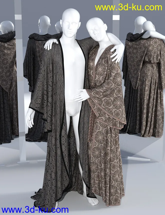 dForce SsR Art Drape Robe for Genesis 3 and 8模型的图片5