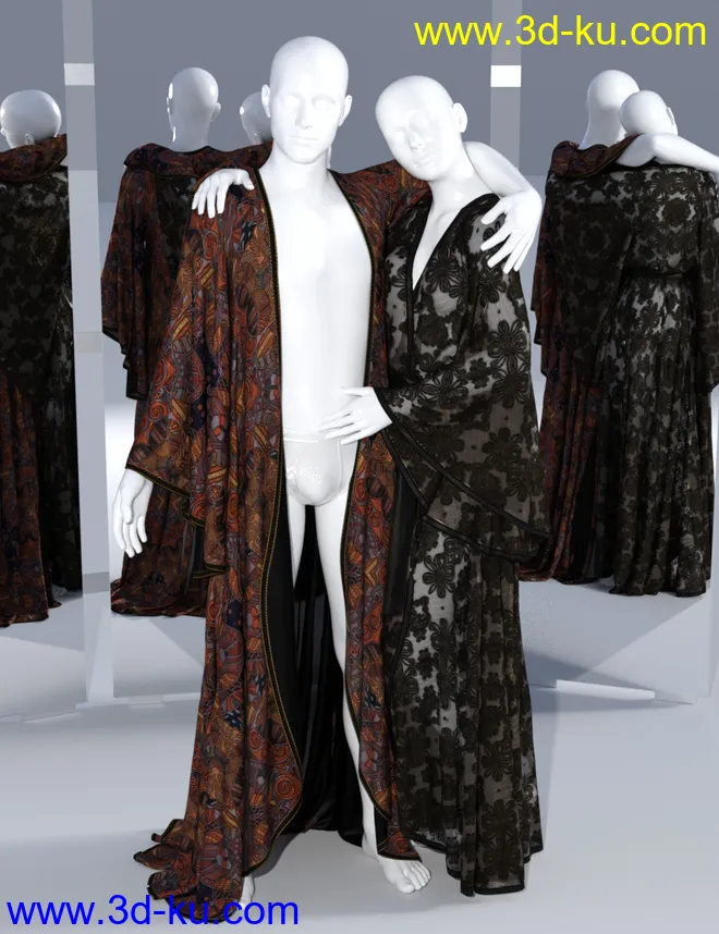 dForce SsR Art Drape Robe for Genesis 3 and 8模型的图片8