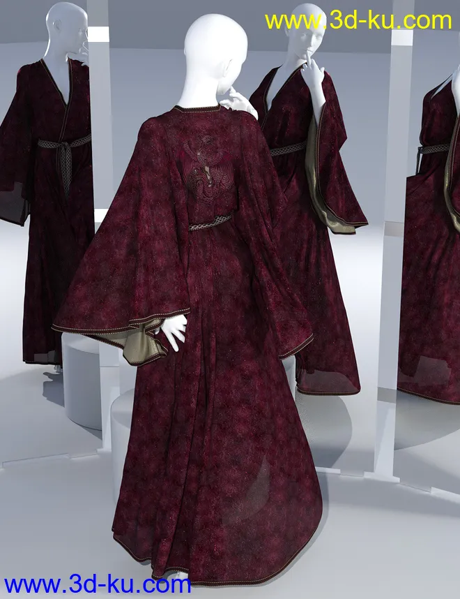 dForce SsR Art Drape Robe for Genesis 3 and 8模型的图片9