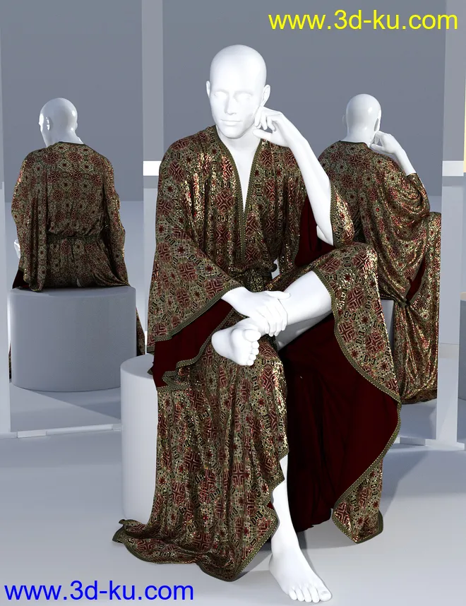 dForce SsR Art Drape Robe for Genesis 3 and 8模型的图片10