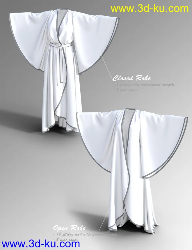 dForce SsR Art Drape Robe for Genesis 3 and 8模型的图片15