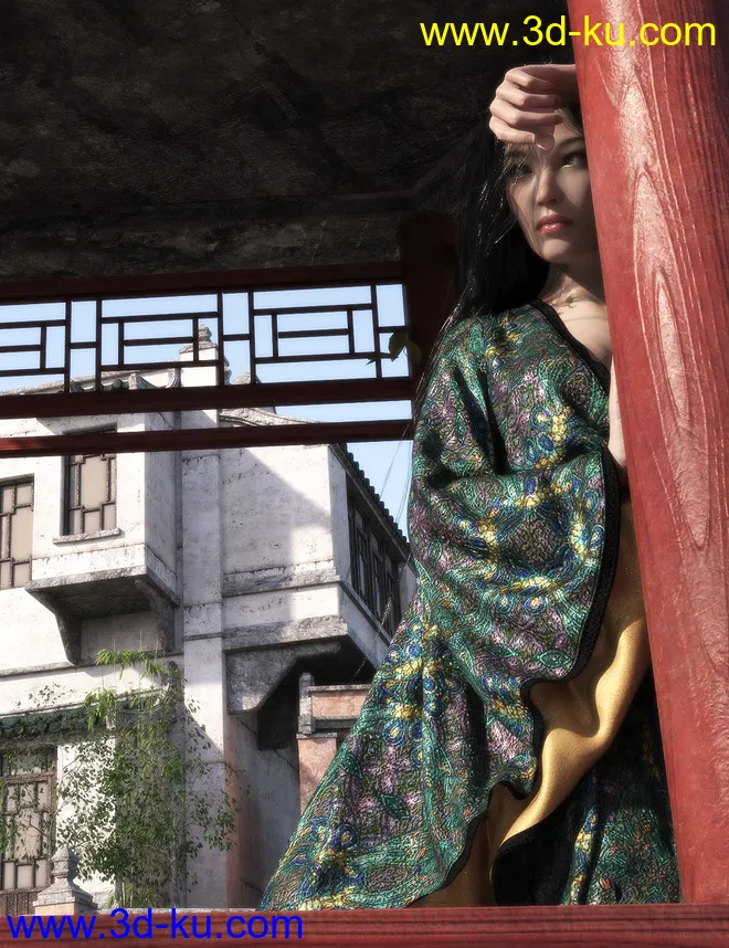 dForce SsR Art Drape Robe for Genesis 3 and 8模型的图片17