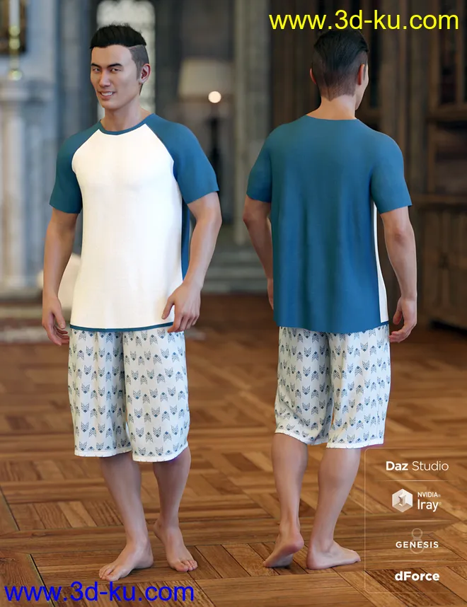 dForce Stellan Lounge Wear for Genesis 8 Male(s)模型的图片4