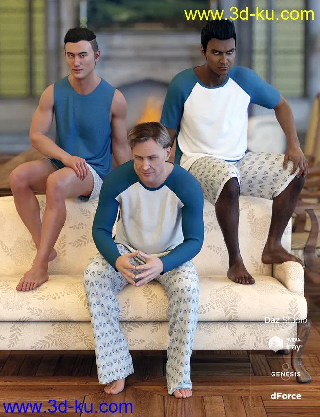 dForce Stellan Lounge Wear for Genesis 8 Male(s)模型的图片5