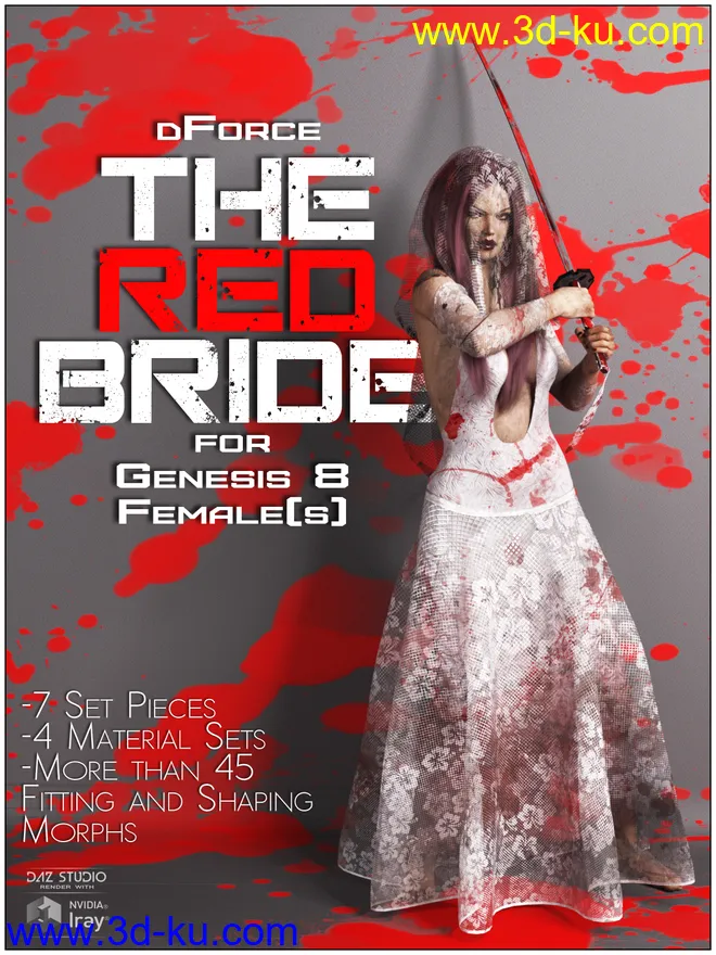 dForce The Red Bride for Genesis 8 Females模型的图片1