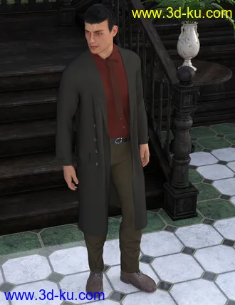 3D打印模型dForce Trench Coat Outfit for Genesis 8 Male(s)的图片