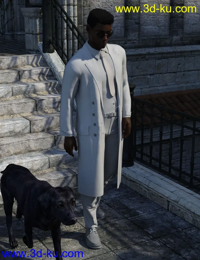 dForce Trench Coat Outfit for Genesis 8 Male(s)模型的图片3