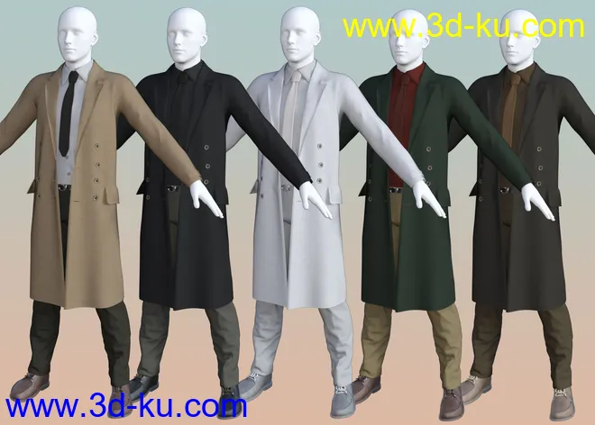 dForce Trench Coat Outfit for Genesis 8 Male(s)模型的图片4