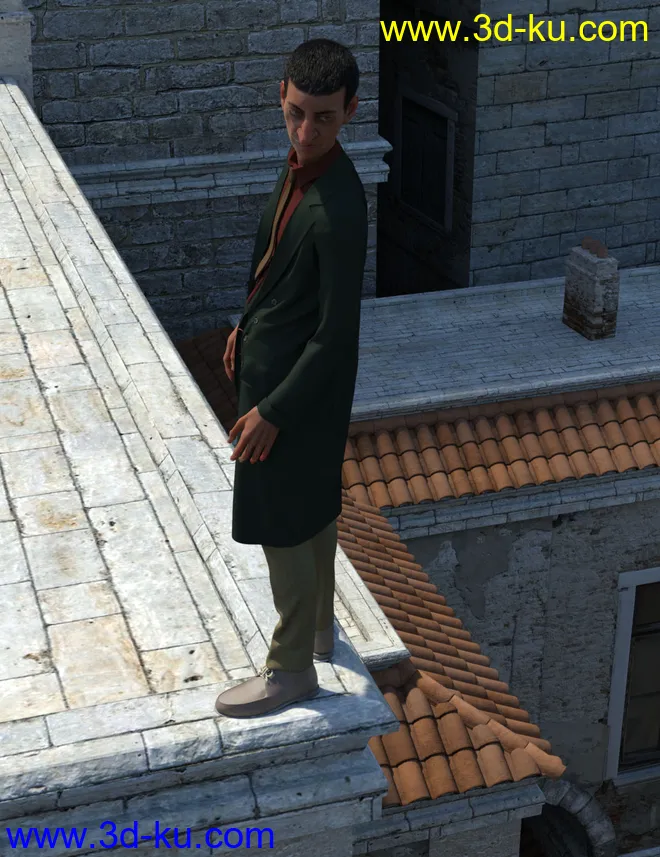 dForce Trench Coat Outfit for Genesis 8 Male(s)模型的图片6
