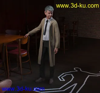 3D打印模型dForce Trench Coat Outfit for Genesis 8 Male(s)的图片