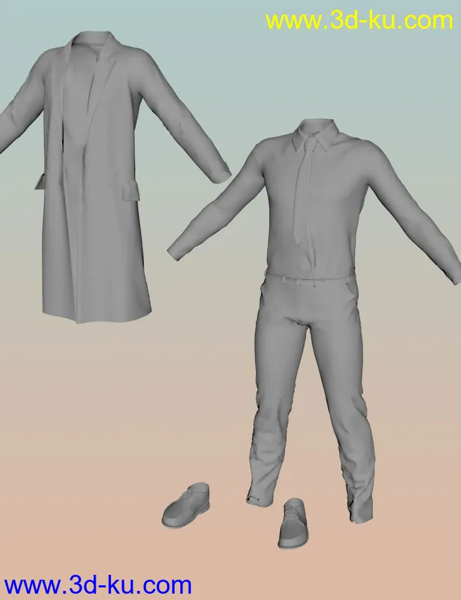 dForce Trench Coat Outfit for Genesis 8 Male(s)模型的图片8