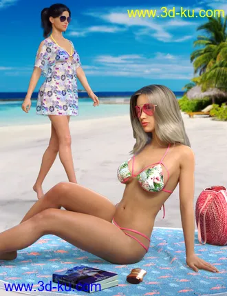 3D打印模型dForce Tropical Day Outfit and Accessories for Genesis 8 Female(s)的图片