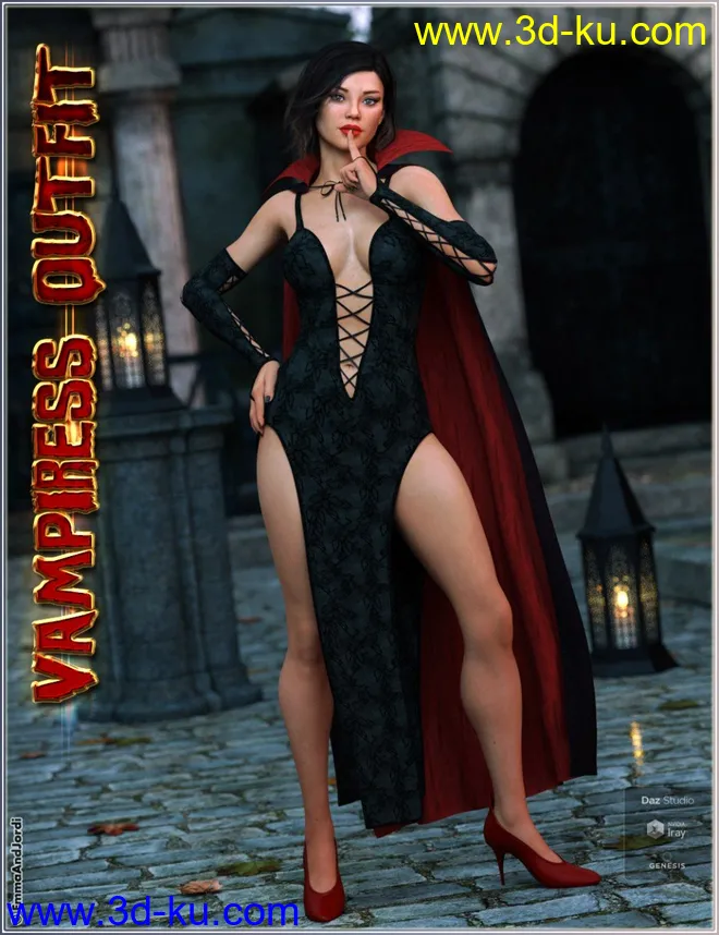 dForce Vampiress Outfit and Poses For Genesis 8 Female(s)模型的图片1