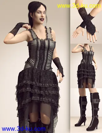 3D打印模型dForce Victorian Goth Outfit for Genesis 8 Female(s)的图片
